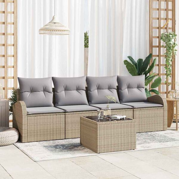 vidaXL Havesofa S&aelig;t Beige 55 x 55 x 37 cm polyrattan