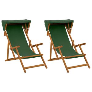 vidaXL Havestol 2 pcs 3 position Massiv Eucalyptus Tr&aelig; Gr&oslash;n