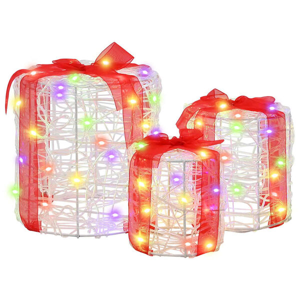 vidaXL Gaveæske dekoration 3 pcs farverig 20 x 20 x 21 cm Akryl