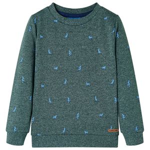 Sweatshirt til b&oslash;rn m&oslash;rkegr&oslash;nmeleret str. 104