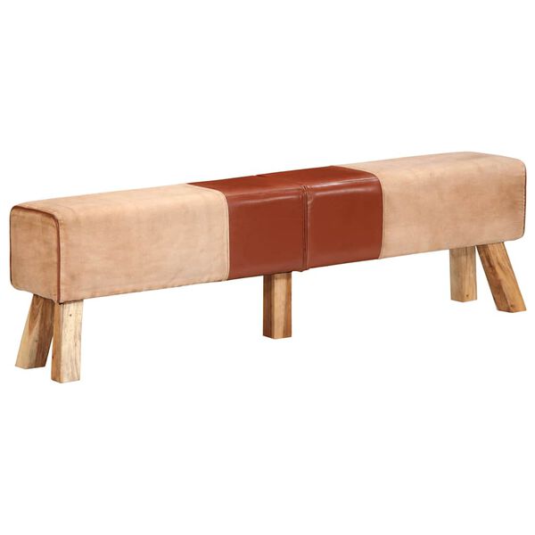 vidaXL gymnastikbuk 160 cm ægte skind og kanvas brun