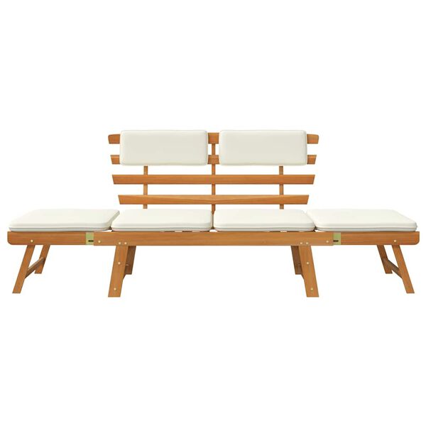 vidaXL havebænk med hynder 2-i-1 190 cm massivt akacietræ