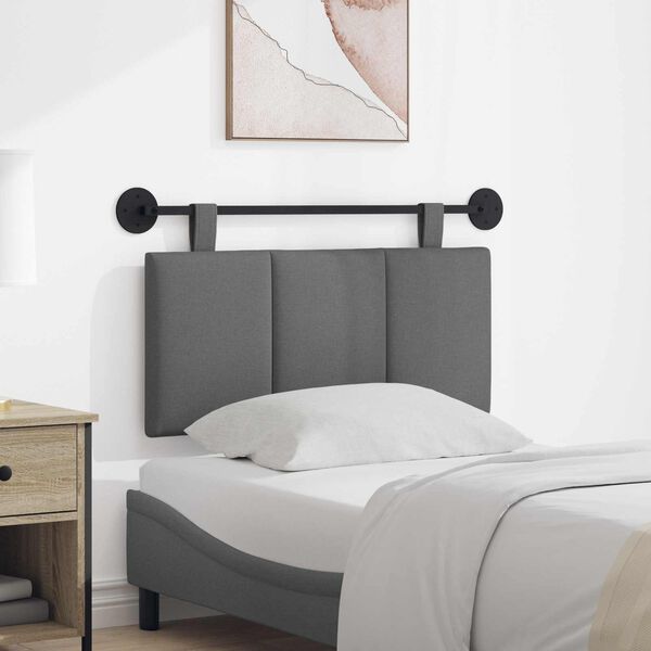 vidaXL H&aelig;ngende Hovedgavl V&aelig;gmonteret M&oslash;rkegr&aring; 100 x 55 x 5 cm Stof