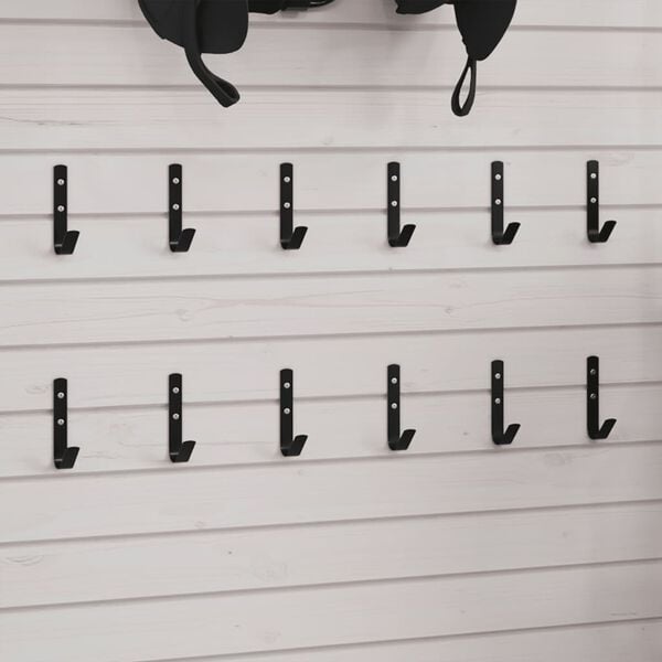 vidaXL vægkroge J-formet 12 stk. stål sort