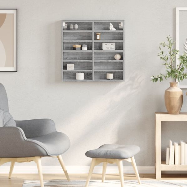 vidaXL vitrineskab 60x8,5x58 cm konstrueret tr&aelig; gr&aring; sonoma-eg