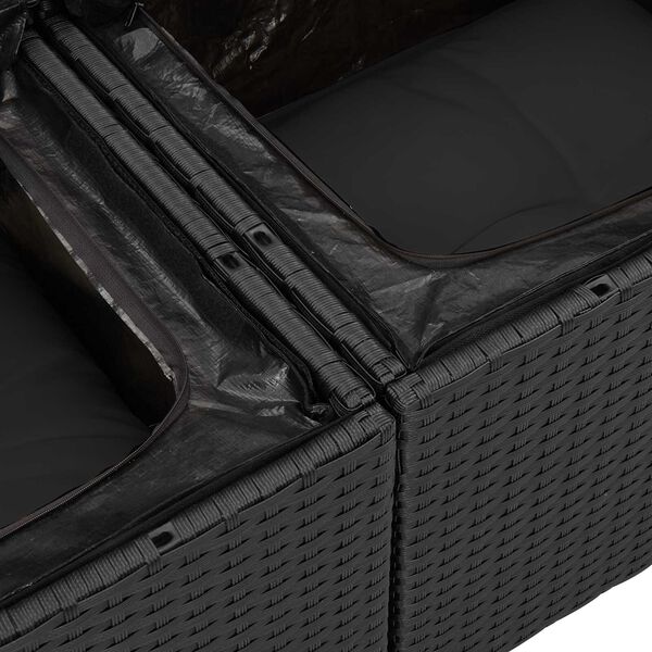 vidaXL Havesofa S&aelig;t med opbevaring 8 pcs Sort polyrattan