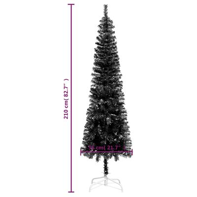 vidaXL smalt juletræ med lys 210 cm sort