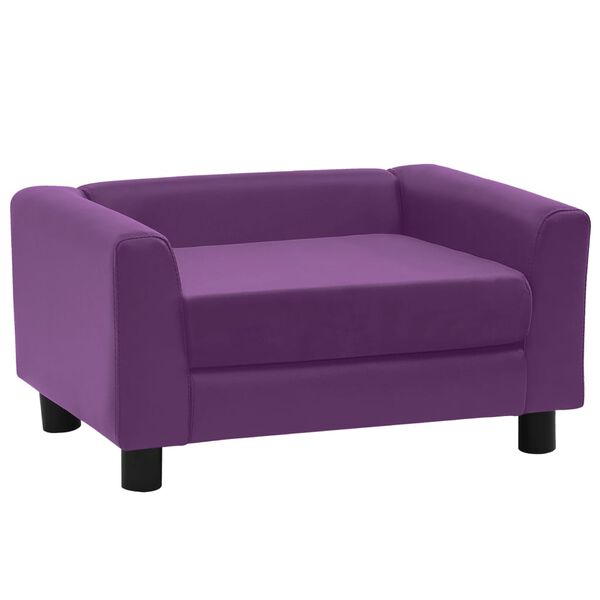 vidaXL hundesofa 60x43x30 cm med skumpude plys og kunstl&aelig;der bordeaux