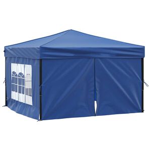vidaXL foldbart festtelt med sidev&aelig;gge 3x3 m bl&aring;