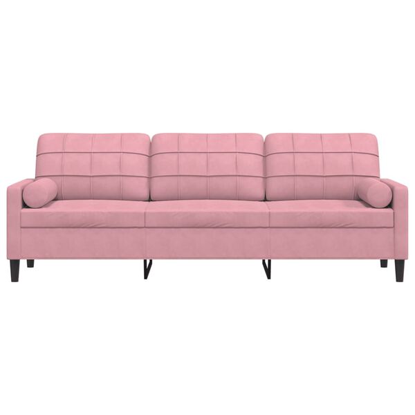 vidaXL 3-personers sofa med pyntepuder 210 cm fl&oslash;jl pink