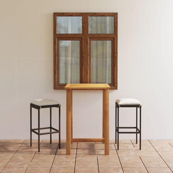 vidaXL barsæt til haven 3 dele med hynder brun