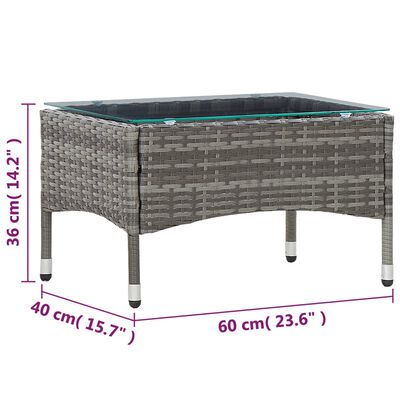 vidaXL sofabord 60x40x36 cm polyrattan grå