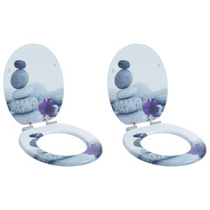 vidaXL Bl&oslash;dt lukket toiletbr&aelig;t 2 pcs Gr&aring; 44 x 38 cm MDF plade