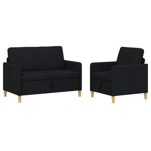 vidaXL Sofa s&aelig;t med opbevaring 2 stk. Sort Polyester
