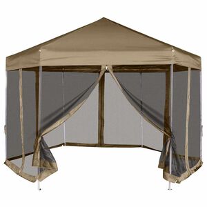 vidaXL pop op-havetelt med sidev&aelig;gge 3,6x3,1 m 220 g/m&sup2; gr&aring;brun