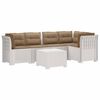 vidaXL 5-personers Havem&oslash;bel Sofa med Hynder Rattan Look PP Hvid