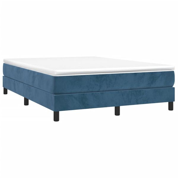 vidaXL Boxspring sengeramme M&oslash;rkebl&aring; 140x190 cm Fl&oslash;jl