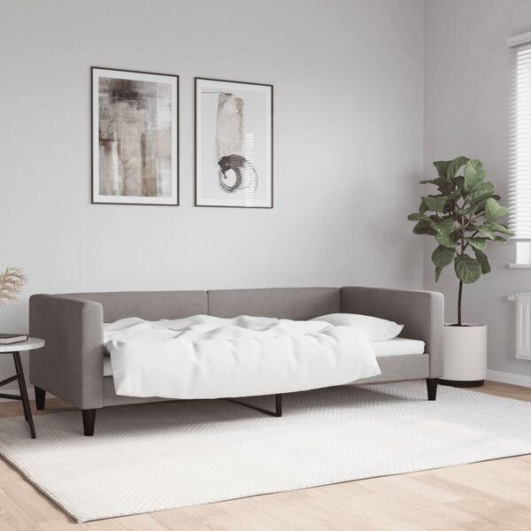 vidaXL daybed 90x200 cm stof gr&aring;brun