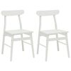 vidaXL Spisestuestol 2 stk. Massiv Gummitr&aelig; Hvid 43 x 44,5 x 77 cm