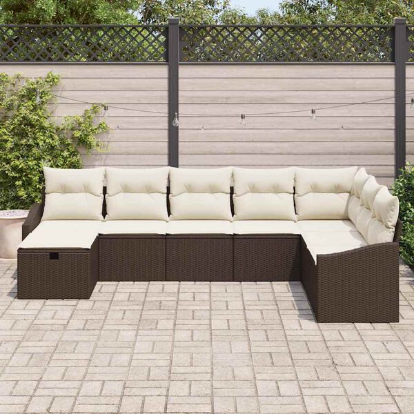 vidaXL Havesofa Sæt med pude 8 pcs Brun 55 x 62 x 69 cm Poly rattan