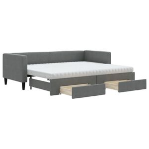 vidaXL daybed med udtr&aelig;k og skuffer 80x200 cm stof m&oslash;rkegr&aring;