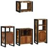 vidaXL Badeværelsesmøbel sæt med hylde 4 pcs Brun Solid genbrugs træ