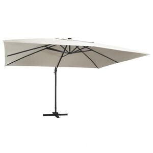 vidaXL h&aelig;ngeparasol m. LED-lys 400x300 cm aluminiumsstang sandfarvet