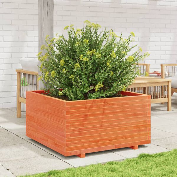 vidaXL plantekasse 90x90x49,5 cm massivt fyrretr&aelig; gyldenbrun