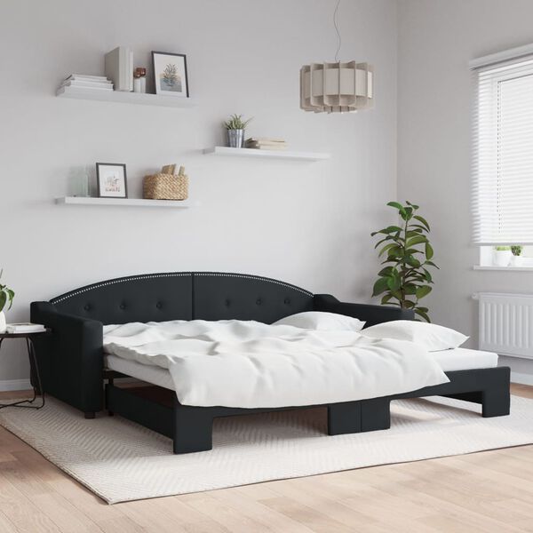 vidaXL daybed med udtræk 100x200 cm stof sort