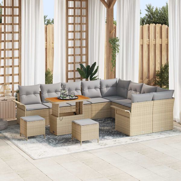 vidaXL Havesofa Sæt 12 pcs Beige polyrattan