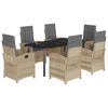 vidaXL spisebordss&aelig;t til haven 7 dele med hynder polyrattan beige