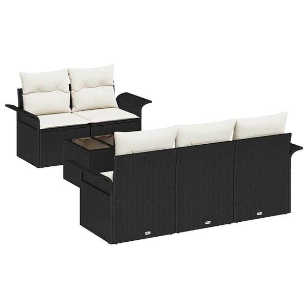 vidaXL Sofa Sæt med pude 6 pcs Sort polyrattan