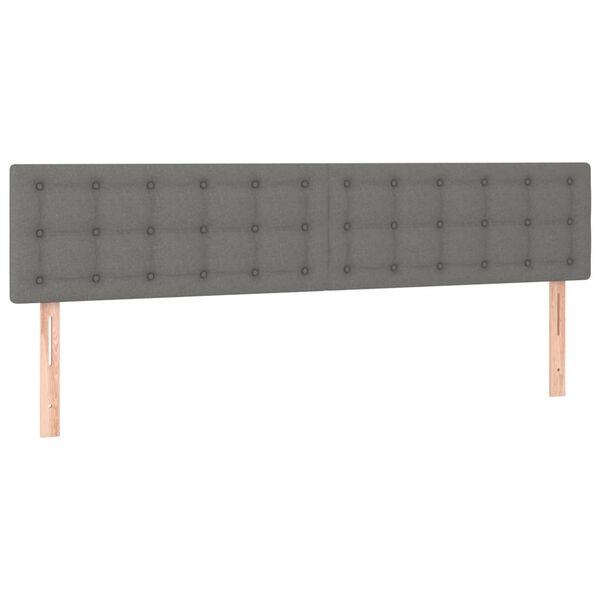vidaXL sengegavl med LED-lys 180x5x78/88 cm stof m&oslash;rkegr&aring;