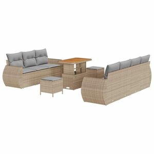 vidaXL Havesofa S&aelig;t med pude med opbevaring 10 pcs Beige polyrattan