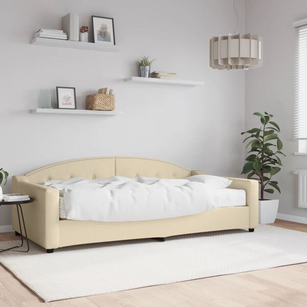 vidaXL daybed med madras 100x200 cm stof cremefarvet
