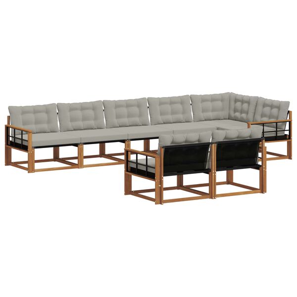 vidaXL Udend&oslash;rs sofagruppe med pude 8 pcs Naturlig og Lys Gr&aring;