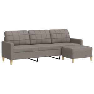 vidaXL 3-personers sofa med fodskammel 210 cm stof Gr&aring;brun