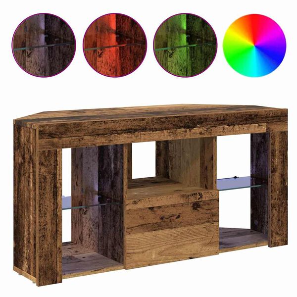 vidaXL Hj&oslash;rne LED TV Skab Gammelt tr&aelig; 100 x 40 x 50 cm Konstrueret tr&aelig;