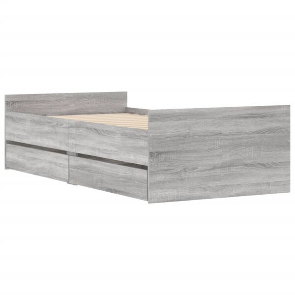 vidaXL sengeramme med skuffer 90x200 cm grå sonoma-eg