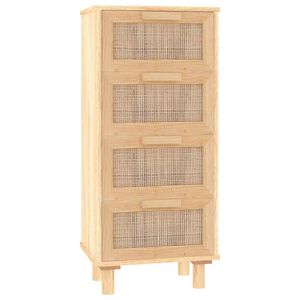 vidaXL sk&aelig;nk 40x30x90 cm massivt fyrretr&aelig; og naturlig rattan brun