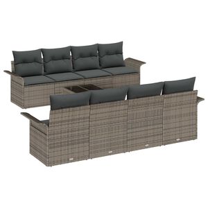 vidaXL Havesofa S&aelig;t 9 pcs Gr&aring; Poly rattan