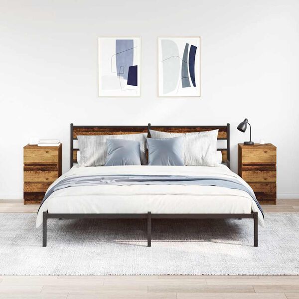 vidaXL sengeborde med 3 skuffer 2 stk. 39x35x65 cm gammelt tr&aelig;-look