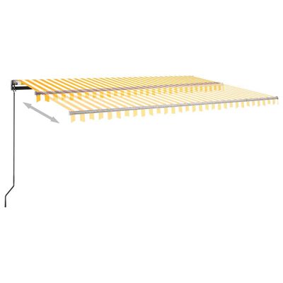 vidaXL markise m. LED + vindsensor 500x300 cm automatisk gul og hvid