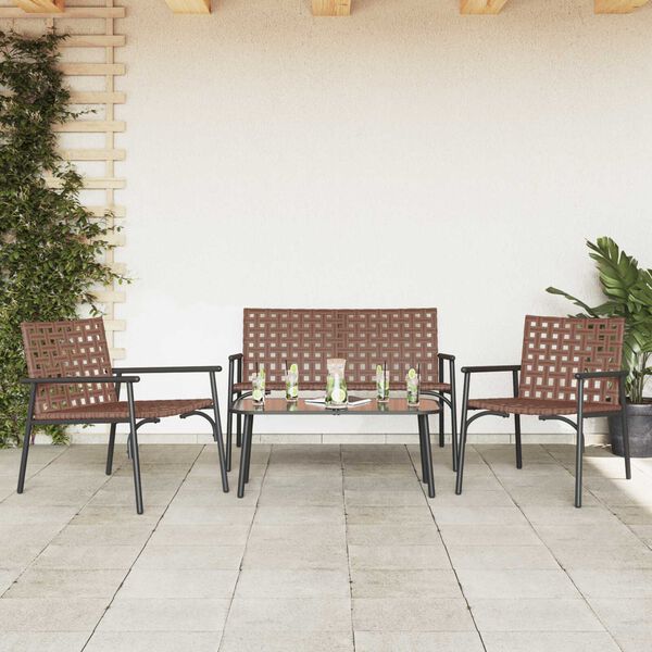 vidaXL Have Spisebordssæt 4 pcs Brun polyrattan