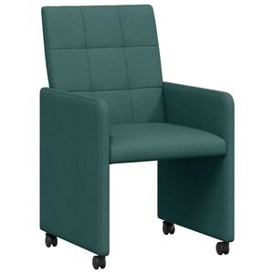 vidaXL Spisebordsstole med hjul 2 stk. Stof M&oslash;rkegr&oslash;n 58 x 65 x 94 cm
