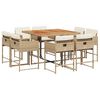 vidaXL spisebordss&aelig;t til haven 9 dele med hynder polyrattan beige