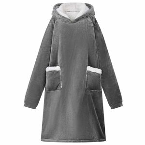 vidaXL T&aelig;ppe-hoodie M&oslash;rkegr&aring; M Fleece og Flannel
