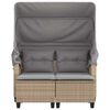vidaXL 2-personers havesofa med baldakin og skamler polyrattan beige