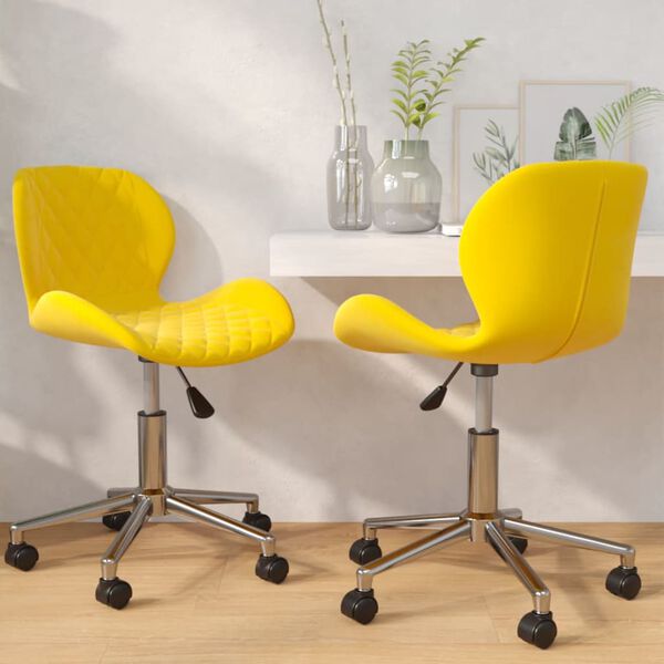 vidaXL drejelige spisebordsstole 2 stk. fl&oslash;jl sennepsgul