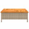 vidaXL havebord 70x70x25 cm rattan og massivt akacietræ beige